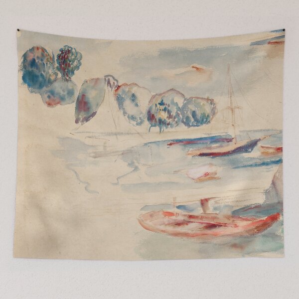 Item preview, Etudes De Bateaux by Pierre-Auguste Renoir: Coastal Impressionist Sketch Poster designed and sold by artofuniverse.