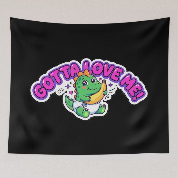 Item preview, Gotta Love Me! Retro 90s Kawaii Baby Dinosaur designed and sold by PixelAlchemyHQ.