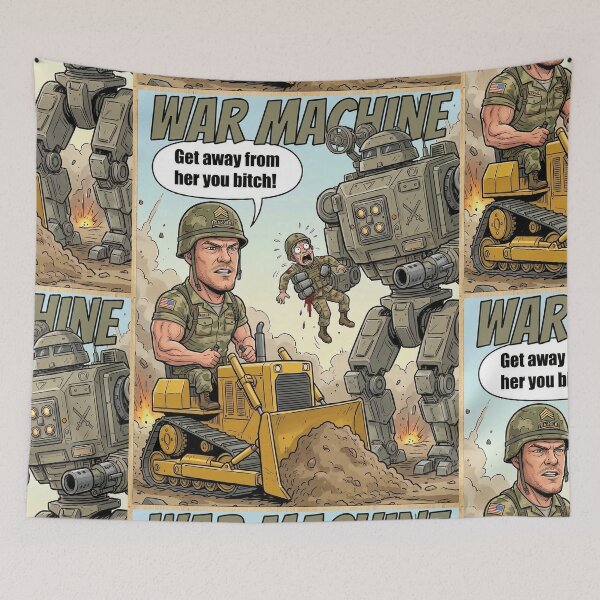 Item preview, Funny War Machine Movie Caricature Meme Art designed and sold by Back2Collage.
