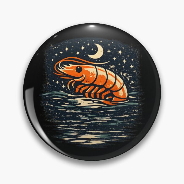 Item preview, Midnight Ocean BIg Prawn – Vintage Nautical Illustration designed and sold by TomoMadeIt.