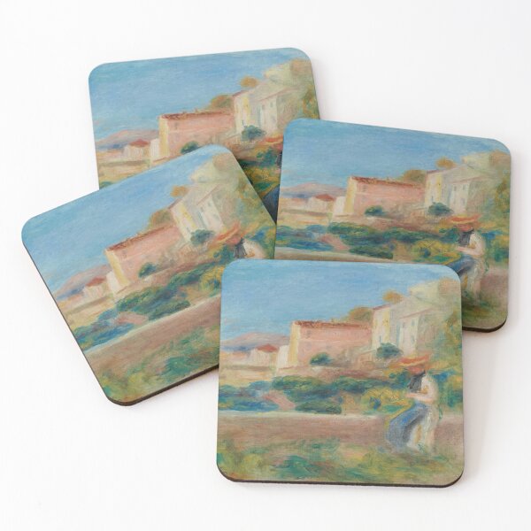 Item preview, Femme Assise La Maison De La Poste a Cagnes by Pierre-Auguste Renoir: Sunlit French village art print designed and sold by artofuniverse.