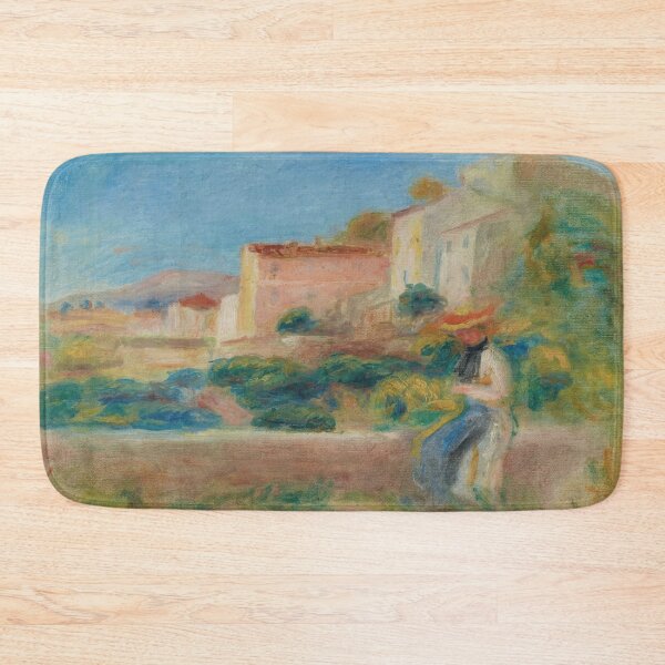 Item preview, Femme Assise La Maison De La Poste a Cagnes by Pierre-Auguste Renoir: Sunlit French village art print designed and sold by artofuniverse.