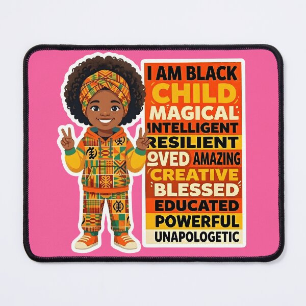 Item preview, I AM BLACK CHILD - African Girl with Head Wrap Peace Sign Design designed and sold by WowDezign.
