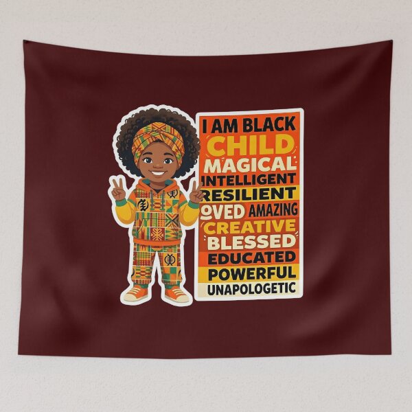 Item preview, I AM BLACK CHILD - African Girl with Head Wrap Peace Sign Design designed and sold by WowDezign.