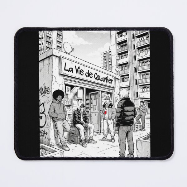 Item preview, Neighborhood Life - Block Life - Black and White Urban Street Art Illustration designed and sold by PLUSHIWORLDtm.