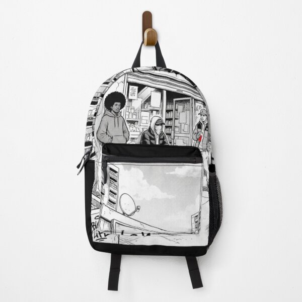 Item preview, Neighborhood Life - Block Life - Black and White Urban Street Art Illustration designed and sold by PLUSHIWORLDtm.