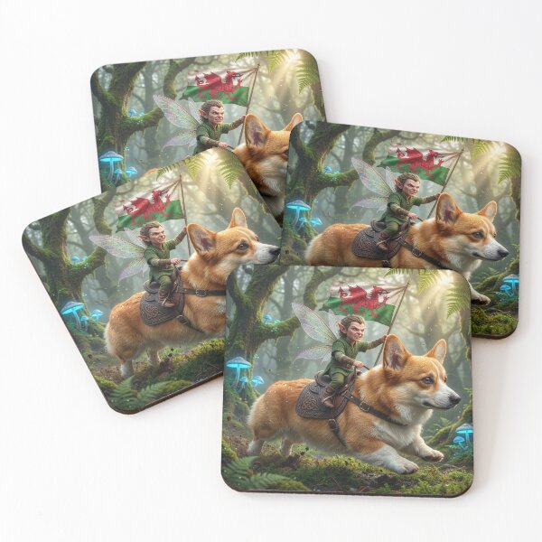Item preview, Welsh Ellyllon Elf Rides His Welsh Corgi designed and sold by Tridentulus.