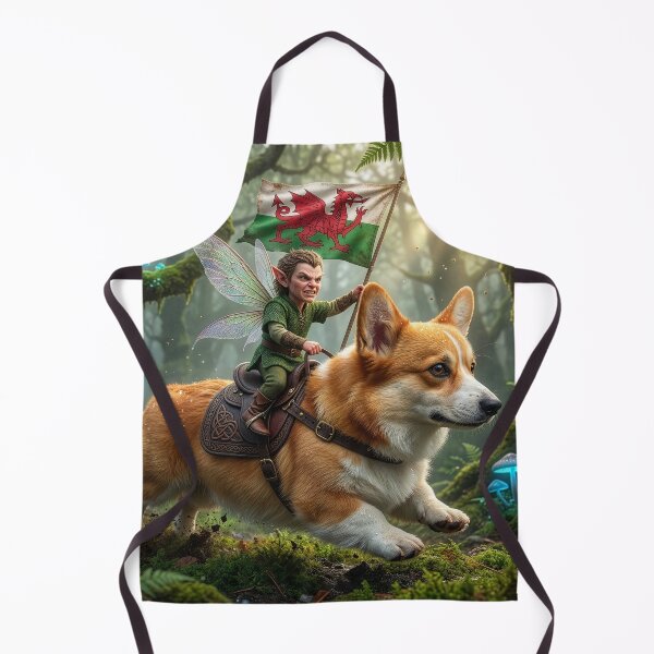 Item preview, Welsh Ellyllon Elf Rides His Welsh Corgi designed and sold by Tridentulus.
