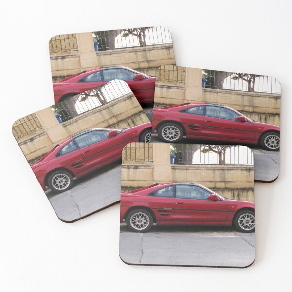 Item preview, Red Sports Coupe Parked On Urban Street Side View With Alloy Wheels And Rear Spoiler designed and sold by Nmallia.