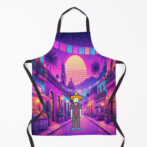 Item preview, Vaporwave Mexican town with OC wearing sombrero hat designed and sold by SamiVaporStudio.