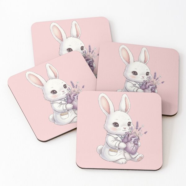 Item preview, Cute Doctor Bunny Holding Anatomical Heart – Medical Bunny Design designed and sold by med-lavender-ee.