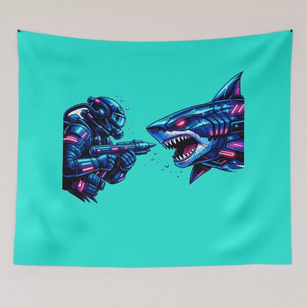 Item preview, Cyberpunk Digital Shark Hunter designed and sold by Thaivi Design.