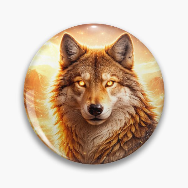 Item preview, Golden Spirit Wolf – Mystical Fantasy Wolf Crystal Energy Art designed and sold by GeoWild Designs.