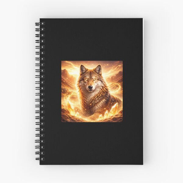 Item preview, Golden Spirit Wolf – Mystical Fantasy Wolf Crystal Energy Art designed and sold by GeoWild Designs.
