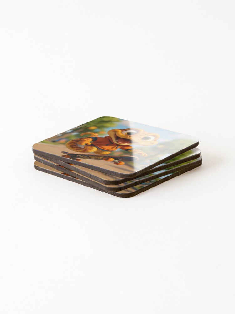 Thumbnail 4 of 5, Coasters (Set of 4), Skater Reticulated Python designed and sold by Sillytoe.