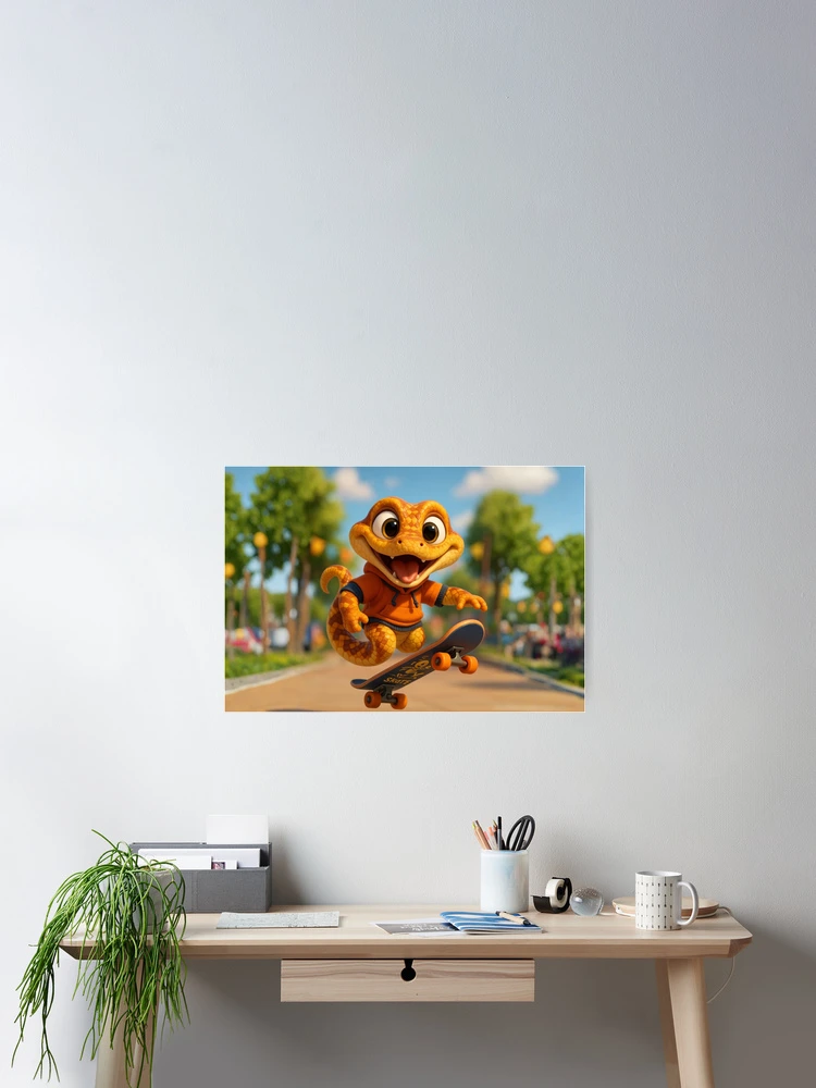 Thumbnail 2 of 3, Poster, Skater Reticulated Python designed and sold by Sillytoe.