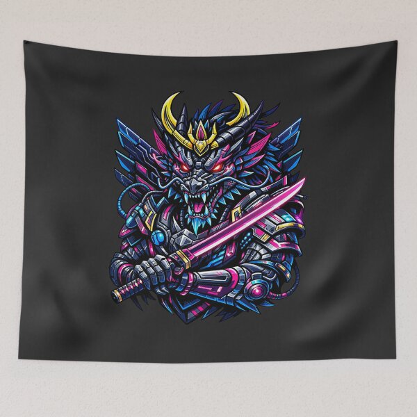 Item preview, Neon Tech Samurai Dragon Warrior designed and sold by Thaivi Design.