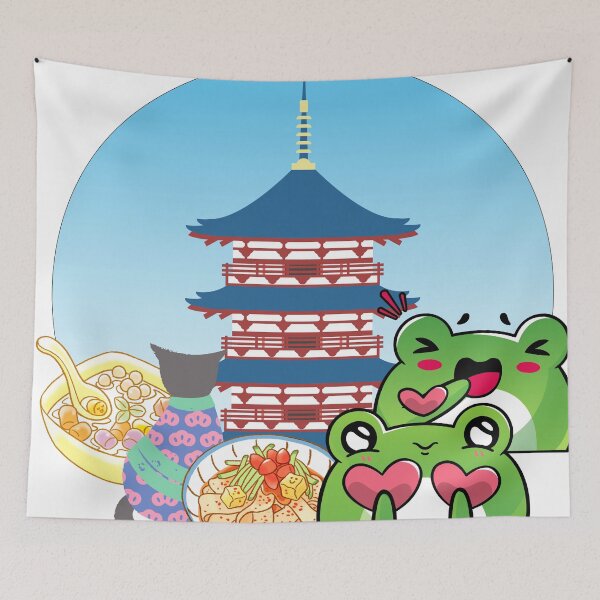 Item preview, Love and Japanese Gastronomy with Cat and Frogs designed and sold by Kanniax.