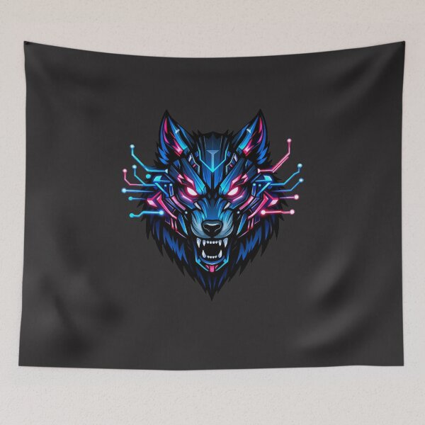 Item preview, Electric Neon Cyberpunk Wolf Head designed and sold by Thaivi Design.
