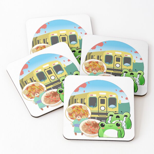 Item preview, Japanese Train Travel with Cat and Frogs designed and sold by Kanniax.