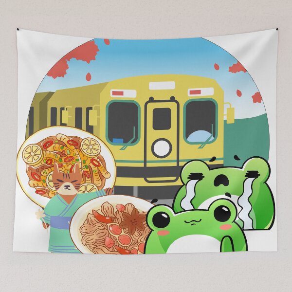 Item preview, Japanese Train Travel with Cat and Frogs designed and sold by Kanniax.