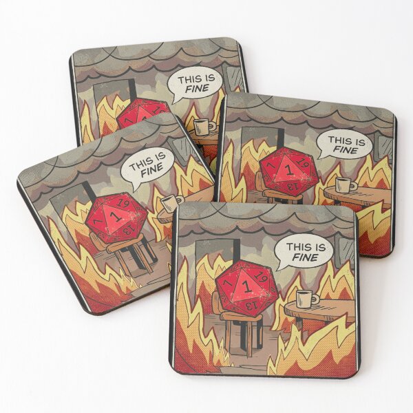 Item preview, DND RPG Funny Critical failure: This is Fine Meme, Natural One. designed and sold by DungeonAtelier.