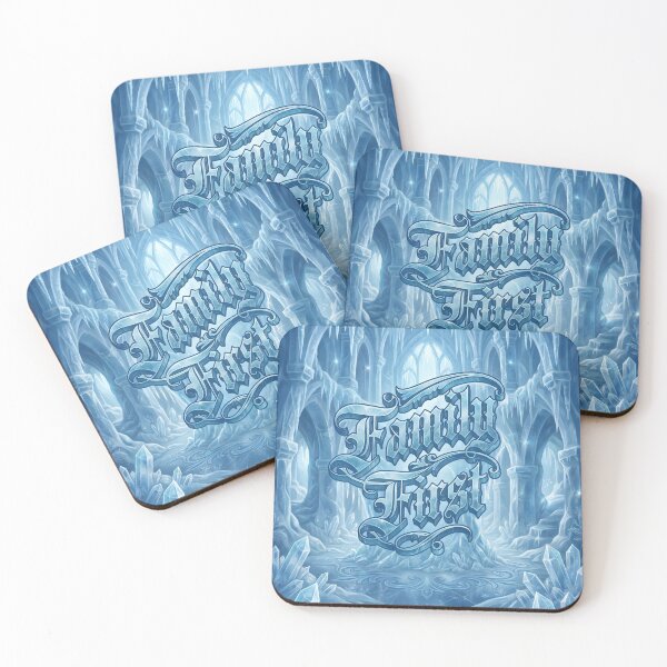 Item preview, Family First Icy Blue Tattoo Script designed and sold by MarCinu Art.