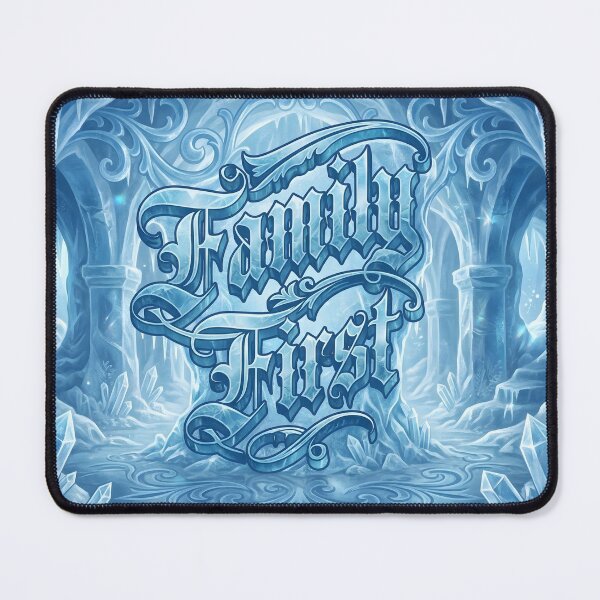 Item preview, Family First Icy Blue Tattoo Script designed and sold by MarCinu Art.