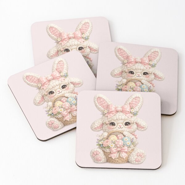 Item preview, Coquette Crochet Easter Bunny With Basket Amigurumi designed and sold by DigitalMomy.