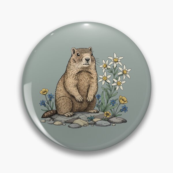 Item preview, Alpine Marmot with Mountain Flowers designed and sold by BirdsnStuff.