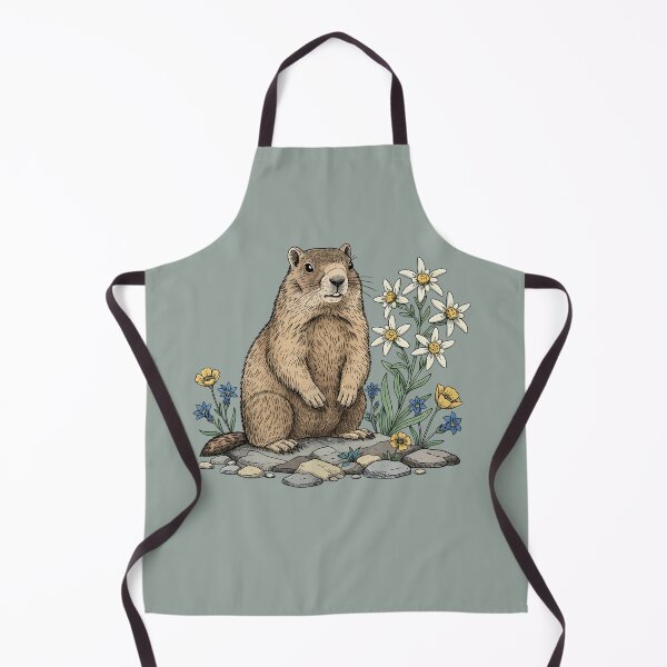 Item preview, Alpine Marmot with Mountain Flowers designed and sold by BirdsnStuff.