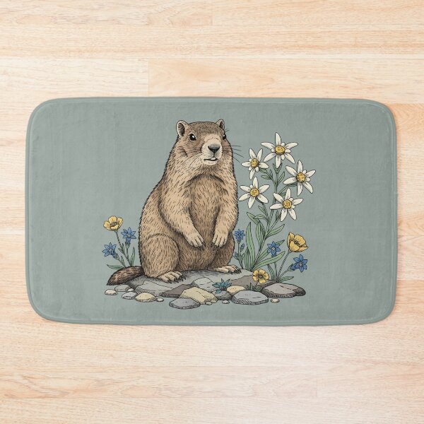 Item preview, Alpine Marmot with Mountain Flowers designed and sold by BirdsnStuff.