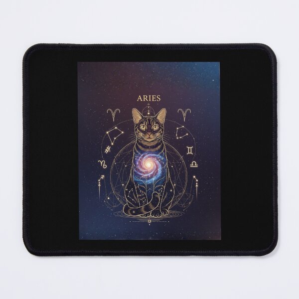 Item preview, Aries Zodiac Cat – Celestial Astrology Cat, Cosmic Galaxy Cat Illustration designed and sold by saphira-art.