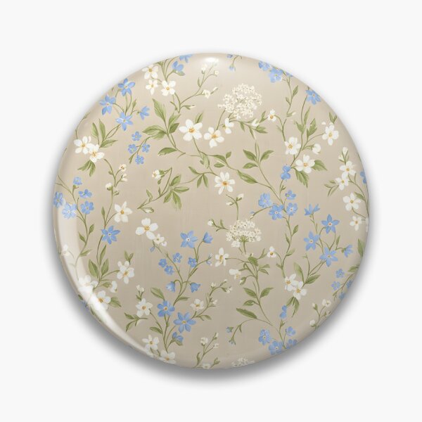 Item preview, Beige background with white and blue flowers, calm and gentle, floral design, patterns designed and sold by wizard-work.