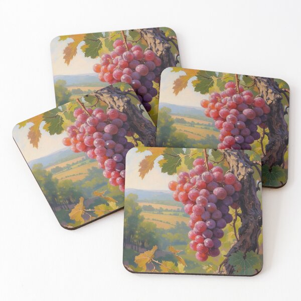 Item preview, Red Grapes on the Vine Oil Painting | Vineyard Fruit Botanical Art designed and sold by Debbie Schulte.