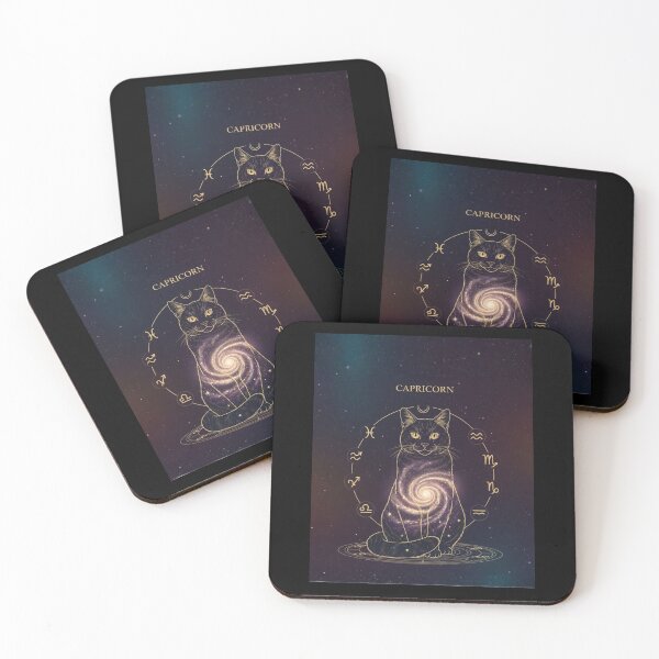 Item preview, Capricorn Zodiac Cat – Celestial Astrology Cat, Cosmic Galaxy Cat Illustration designed and sold by saphira-art.