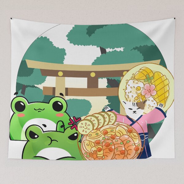 Item preview, Picnic under the Torii with Cat and Frogs designed and sold by Kanniax.