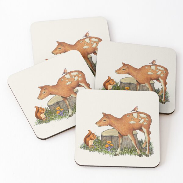 Item preview, Woodland Critters, Fawn, Bird, and Squirrel, Illustration designed and sold by JoyfulWhimsy.