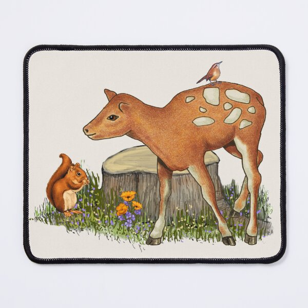 Item preview, Woodland Critters, Fawn, Bird, and Squirrel, Illustration designed and sold by JoyfulWhimsy.