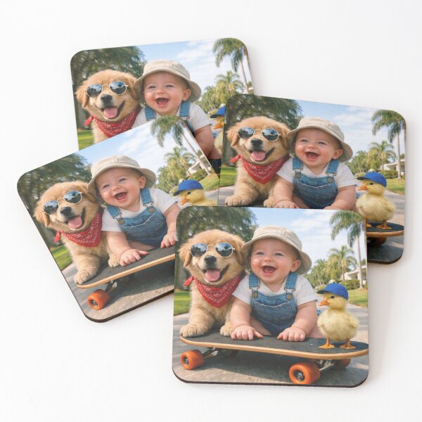 Item preview, Cute Baby Puppy Duck Skateboarding - Funny Animal Skateboard Design designed and sold by Mitaudesign.