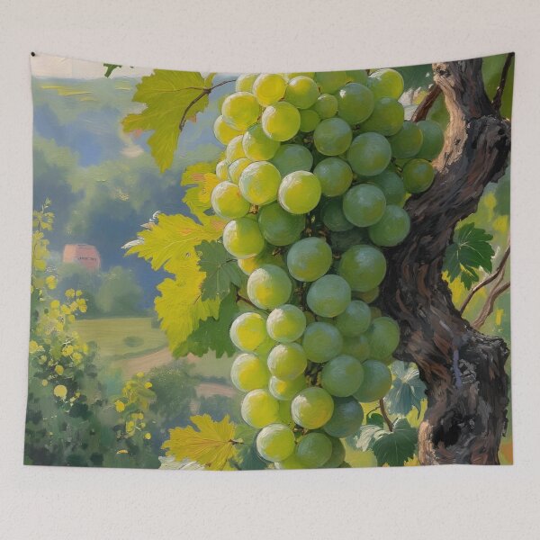 Item preview, Green Grapes on the Vine Oil Painting | Vineyard Botanical Fruit Art designed and sold by Debbie Schulte.