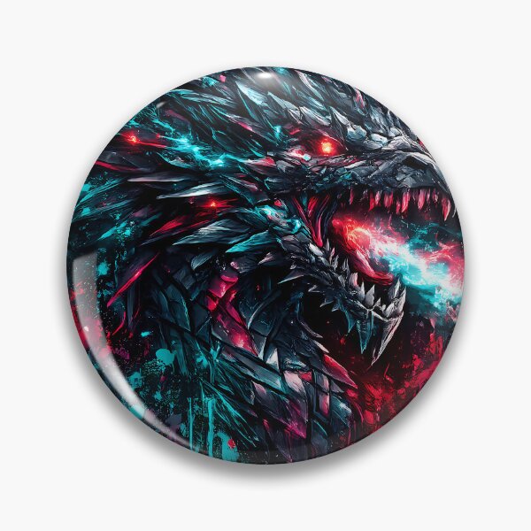 Item preview, Cyber Dragon Unleashed – Dark Fantasy Neon Splash Art | Red & Teal Gothic Dragon designed and sold by etuvibes.