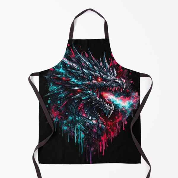 Item preview, Cyber Dragon Unleashed – Dark Fantasy Neon Splash Art | Red & Teal Gothic Dragon designed and sold by etuvibes.