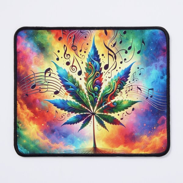 Item preview, Psychedelic Weed Music Leaf Cosmic Rainbow Cannabis Art designed and sold by POD DYNASTY.