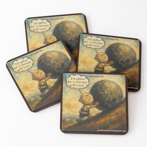 Item preview, Charlie Sisyfus Brown & The Boulder – Mythology Parody Cartoon designed and sold by Rick London Gifts.