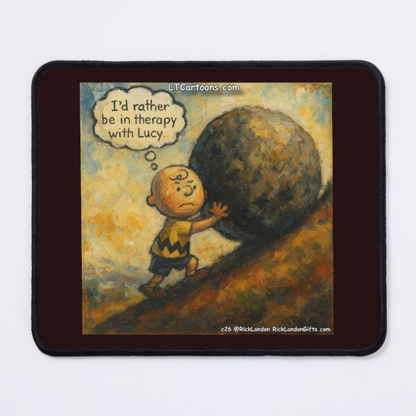 Item preview, Charlie Sisyfus Brown & The Boulder – Mythology Parody Cartoon designed and sold by Rick London Gifts.