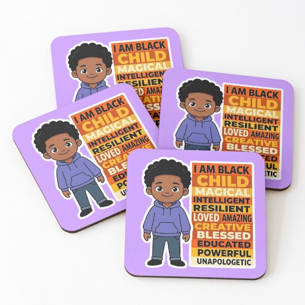 Item preview, I AM BLACK CHILD - Minimal Smiling Boy Hoodie Affirmation Sticker designed and sold by WowDezign.