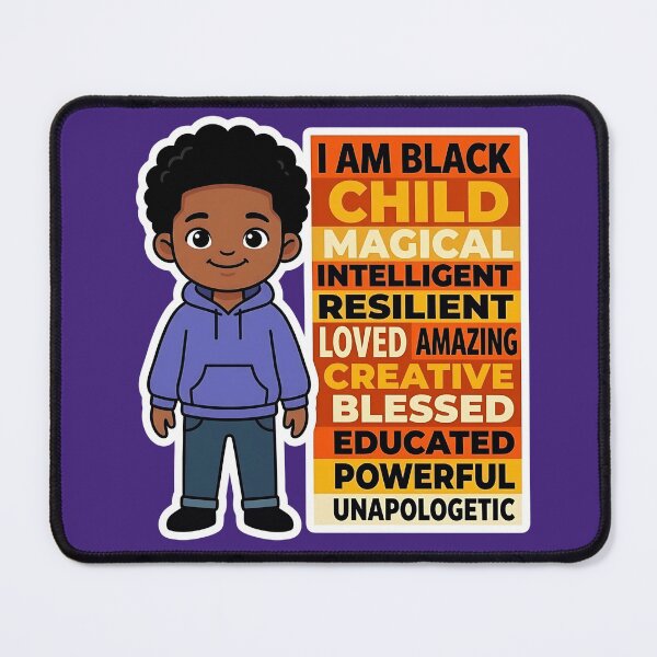 Item preview, I AM BLACK CHILD - Minimal Smiling Boy Hoodie Affirmation Sticker designed and sold by WowDezign.