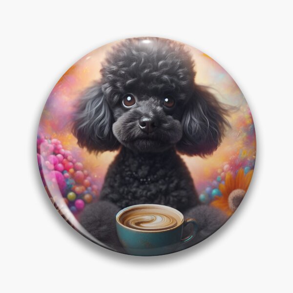 Item preview, Mini Black Poodle Drinking Coffee designed and sold by The Coffee Critters.