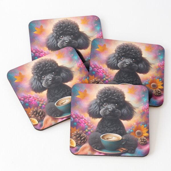 Item preview, Mini Black Poodle Drinking Coffee designed and sold by The Coffee Critters.